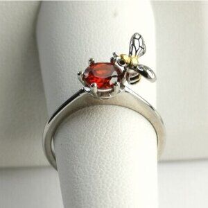 Spessartite Garnet Bee sterling silver ring size 7 🆕